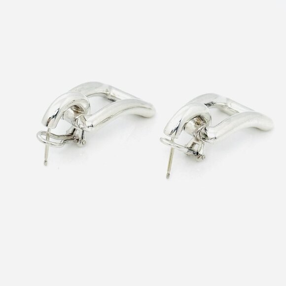 Tiffany & Co Silver Sculptural Open Rectangle Statement Earrings Italy 2002 - Picture 3 of 7